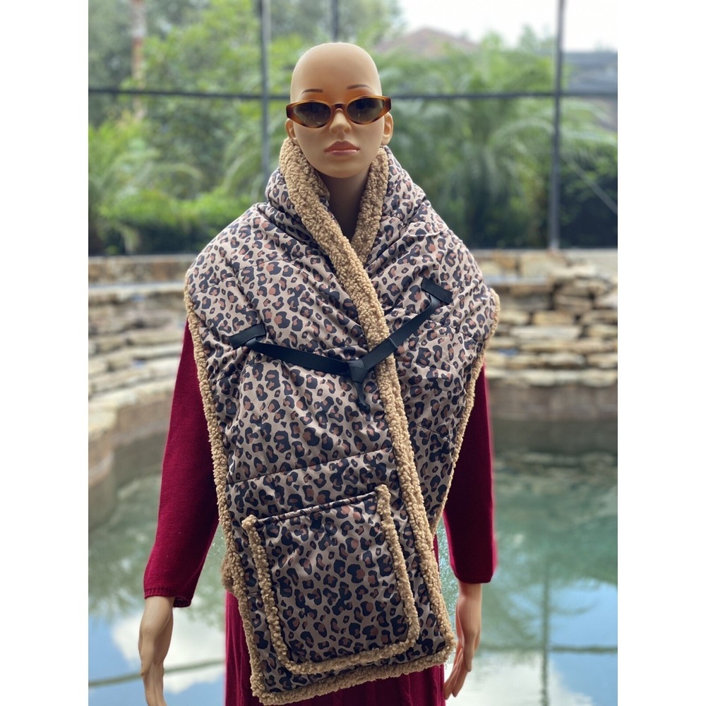 UGG Australia Women's All-Weather Fabric Puffer Scarf in Brown Animal Print, New